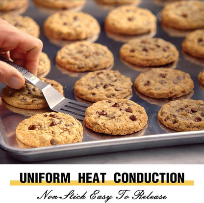 Commercial Quality Baking Sheet Pan Set, Natural Aluminum Cookie Sheet, Umite Chef Warp Resistant Baker's Half Sheet Pan, Large Thick Cookie Tray Pans for Baking, Roasting(2 Pack, 18X13In) - Image 4