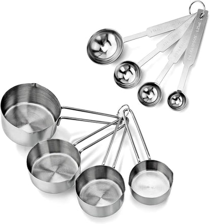 New Star Foodservice 42917 Stainless Steel 8-Piece Measuring Cups and Spoons Combo Set by NewStarFoodservice