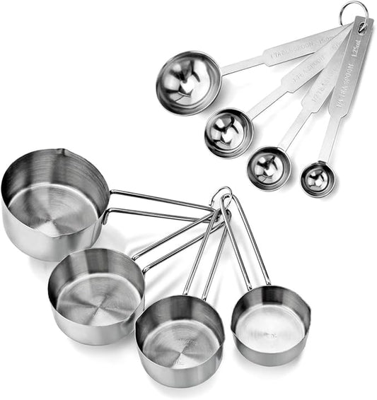 New Star Foodservice 42917 Stainless Steel 8-Piece Measuring Cups and Spoons Combo Set by NewStarFoodservice