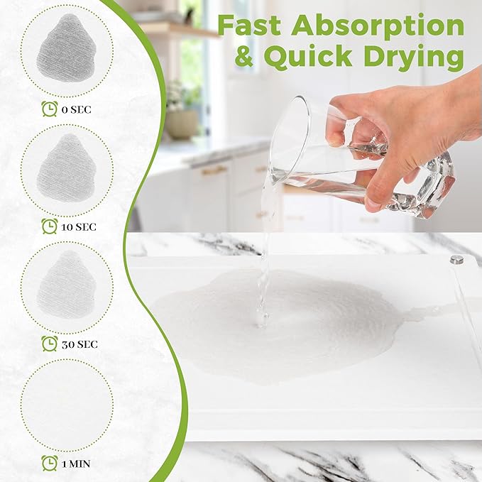 Zinovo Stone Dish Drying Mats for Kitchen Counter, Quick Dry Water-Absorbent Diatomaceous,Non-slip Bracket,Heat Resistant, Faucet Mat for Sink/Washbasin, for Cups /Bottles/Plants,15.6"L x 11.8"W,White
