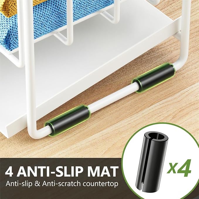 Cisily White 2-Tier Kitchen Sink Caddy Organzier Rack with Flexible Dish Brush Holder, Sponge Holder for Kitchen Sink Countertop Organization Storage,Home Decor Accessories - Image 5
