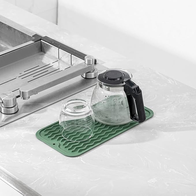 MicoYang Silicone Dish Drying Mat for Multiple Usage,Easy clean,Eco-friendly,Heat-resistant Silicone Mat for Kitchen Counter or Sink,Refrigerator or Drawer Liner Green S 12 inches x 6 inches - Image 6