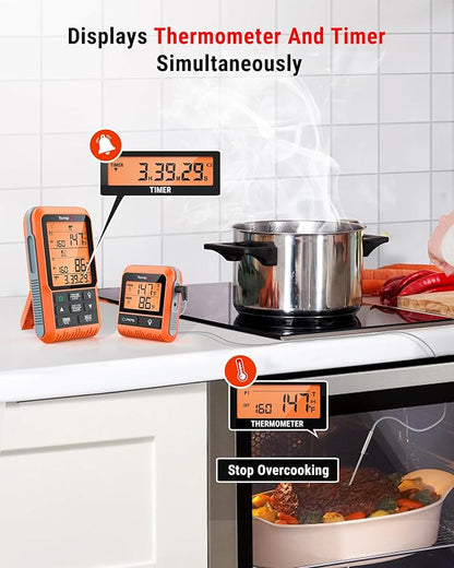 TempPro TP826 500FT Wireless Meat Thermometer, Dual Meat Probe Cooking Thermometer with HI/Low Alert, Food Grill Temperautre Probe for BBQ, Smoker, Oven, Grilling Gift (Previously ThermoPro) - Image 4