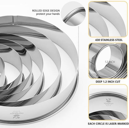 6 PCS Round Cookie Cutters (2, 3, 3.5, 4, 5, 6 Inch), Stainless Steel Biscuit Cutters For Baking, Large Circle Cookie Cutter for Baking, Pastry, Donuts, Fondant, Sandwich - Image 2
