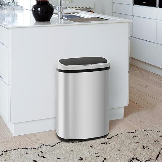 PayLessHere | 13 Gallon Stainless Steel Trash Can | Steel | Automatic Touchless Lid with Motion Sensor | Kitchen Garbage Can with Waterproof Design | for Home, Office, Bathroom | Pack of 1 - Image 2