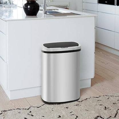 PayLessHere | 13 Gallon Stainless Steel Trash Can | Steel | Automatic Touchless Lid with Motion Sensor | Kitchen Garbage Can with Waterproof Design | for Home, Office, Bathroom | Pack of 1 - Image 2