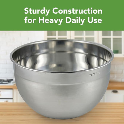 Tovolo XL Mixing Bowl Stainless Steel 7 Quart Extra Large Metal Mixing Bowls, Dishwasher Safe Big Deep Metal Bowl for Baking and Cooking Prep with Easy Pour Lip, Bowl for Salad Mixing Bread Kneading - Image 2