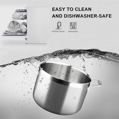 Duxtop Whole-Clad Tri-Ply Stainless Steel Stockpot with Lid, 8 Quart, Kitchen Induction Cookware
