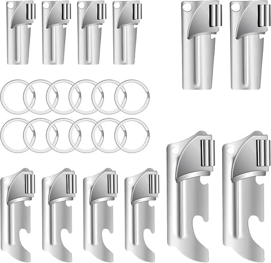 12 Pieces Military Style Can Openers with Key Rings, Anglecai P-38 and P-57 Military Can Openers Stainless Steel Army Survival Can Opener Portable for Traveling