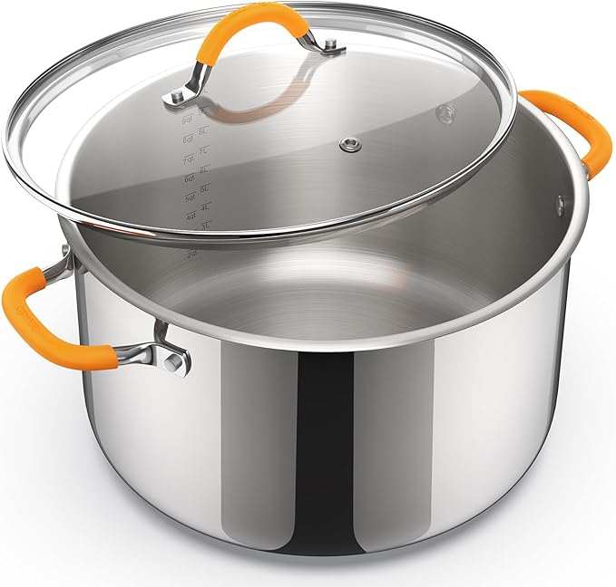Ciwete Stainless Steel Stock Pot, 11 Quart Soup Pot with Lid, Heavy-Duty Thick Bottom Induction Cooking Pot for Pasta, Stew & Simmering, Fast Heating, Compatible with All Cooktops, Dishwasher Safe by Ciwete