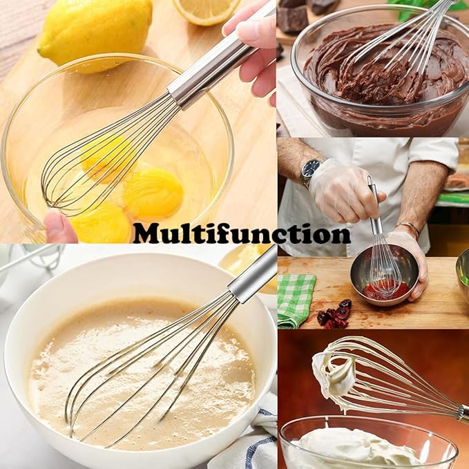 Polly Online Stainless Steel Whisk Set, 3 Packs Balloon Whisk for Cooking, Whisking, Blending (8",10",12") - Image 6