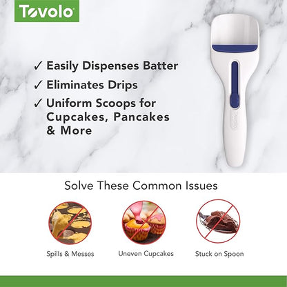 Tovolo Cupcake Scoop Batter Dispenser for Cupcakes Muffins Pancakes & Cookie Dough, Easy to Clean Batter Scoop Slide Dispenses Quicker for Even Size Baked Goods Kitchen Gadget, Deep Indigo - Image 3