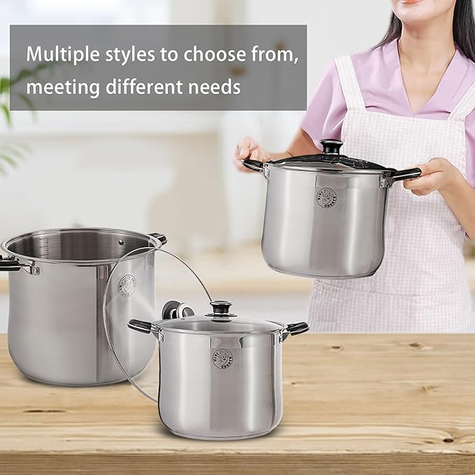 Vivicreate 22.5 Quart Stainless Steel Stock Pot with Lid Large Induction Cooking Pot for Pasta Soup Boiling Stew with Measurement Marks and Handles