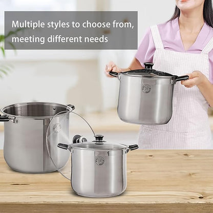 Vivicreate 11.5 Quart Stainless Steel Stock Pot with Lid Large Induction Cooking Pot for Pasta Soup Boiling Stew with Measurement Marks and Handles