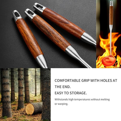 Izurok 18/10 Stainless Steel Kitchen Utensils Set,6 Piece Cooking Utensils With Wood Handle,Heat Resistant Kitchen Tool Set With Spatula, Spoon, Ladle, Skimmer, Slotted Spoon, Pasta - Image 4