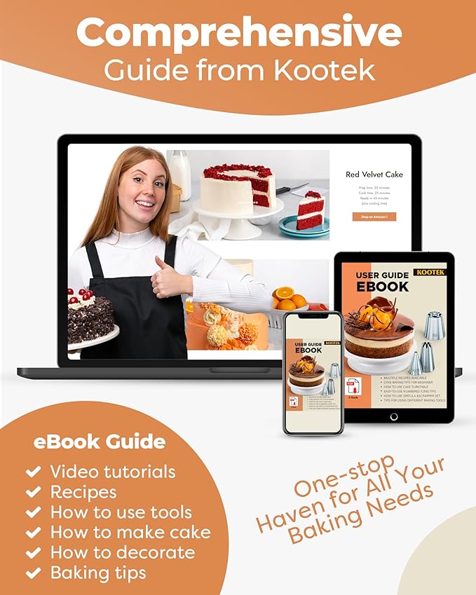 Kootek 700pcs Cake Decorating Kit, Baking Supplies with Springform Pans, Cake Turntable for Decorating, Piping Tips Set, Pastry Bags, and More Baking Tools for Mother's Day - Image 7