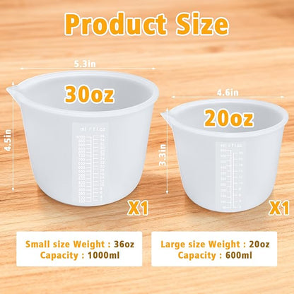 Silicone Chocolate Melting Cup Set with 6 Silicone Measuring Cups (250ml & 350ml & 600ml &1000ml) and 4PCS Heat-Resistant Jar Spatulas, Non-Stick Baking Tools for DIY Chocolate, Butter & Cream Mixing