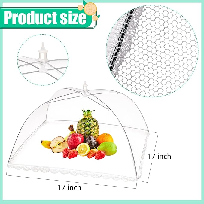 5 Pack Food Cover Tents, Food Covers for Outdoors, Mesh Cover, Reusable and Collapsible Outdoor Picnic Net for Parties Picnics, BBQs, Fruit Covers - Image 3