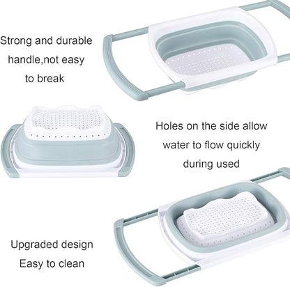 Colander Collapsible, Kitchen Strainer Colander, Collapsible Colander with Extendable Handles for Draining Veggies, Pasta,Fruit, Includes 6, 4 Quart Over the Sink Strainer Folding and 2 Quart Round - Image 8
