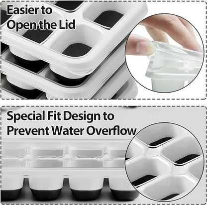 DOQAUS Ice Cube Tray with Lids - 4 Pack Stackable Silicone Ice Trays for Freezer, BPA & LFGB Safe, Easy Release for Kitchen, RV, Cocktail, Coffee, Soup & Food - Image 4