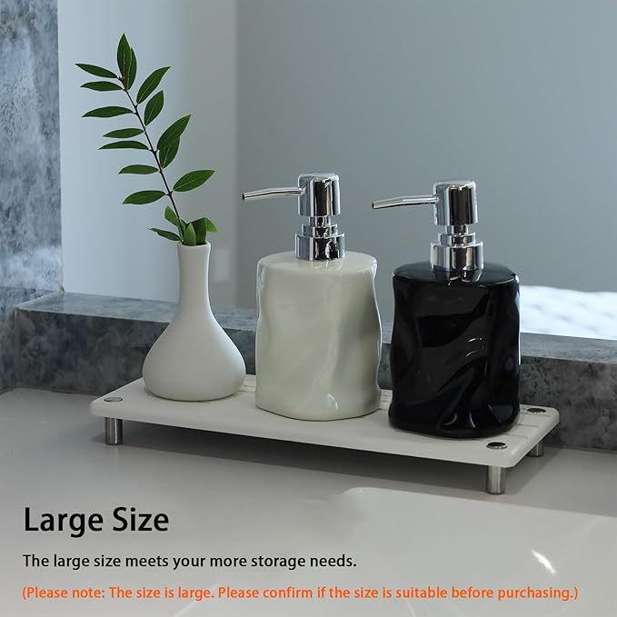 Quick Dry Sink Caddy Kitchen Sink Organizer, Water Absorbing Stone Tray for Sink, Stone Drying Tray, Diatomite Faucet Mat & Protector, Dispenser Sponge Holder, Stone Soap Tray for Bathroom Counter - Image 5