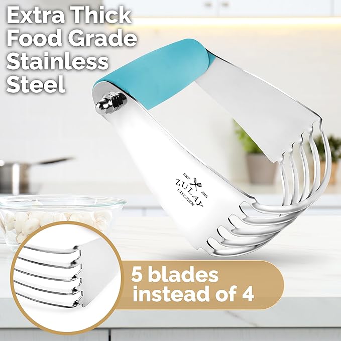 Zulay Kitchen Dough Blender Top Professional - Stainless Steel Pastry Cutter, Heavy Duty Dough Cutter With Blades, Pastry Blender And Butter Cutter - Pastry Cutter For Baking (Blue) - Image 5