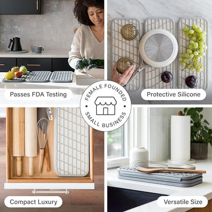 Dorai Home Dish Pad - Collapsable Stone Dish Drying Mat with Diatomaceous Earth for Quick Drying - Ultra Absorbent - Encased in Woven Silicone - Eco-Friendly, Foldable - Original 19.9"x15.2" Sandstone - Image 4