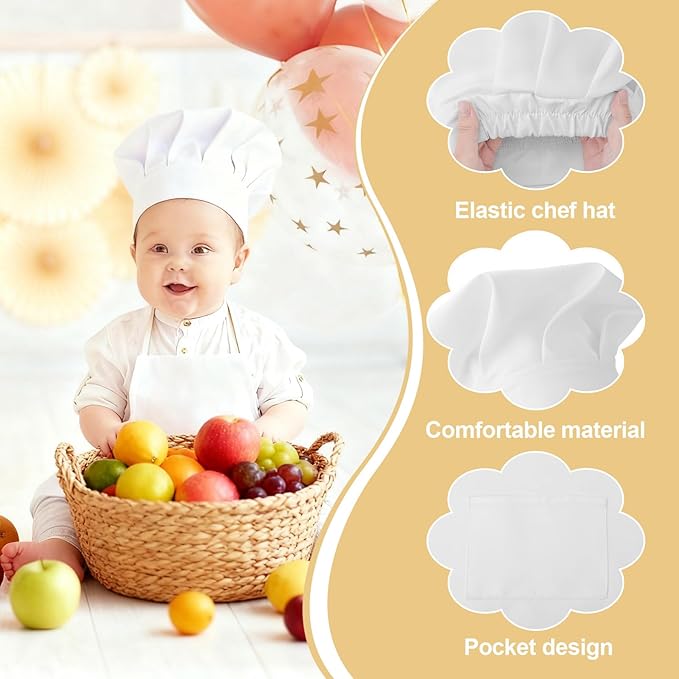 2PCS Baby Chef Outfit Set, Baby Apron and Chef Hat for Newborn Photography, Toddler Cook Role Play Costume