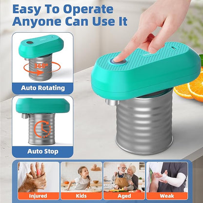 Auto Electric Can Opener, Rechargeable Can Openers for Seniors & Arthritis, One-Touch Automatic Can Opener, Hands-Free, Smooth Edge, Compact, Cordless, Food-Safe Kitchen Gadgets