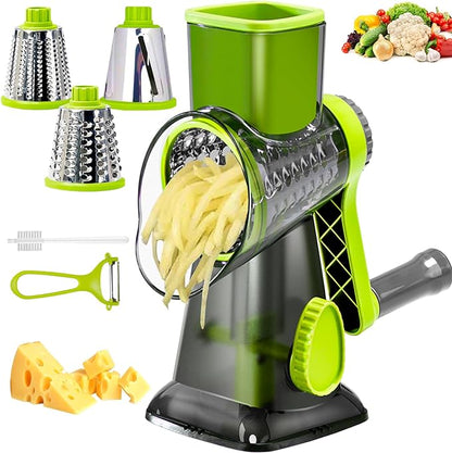 Cheese Grater with Handle, Multifunctional Manual Rotary Cheese Grater - Cheese Shredder Easily Chop Carrots, Potatoes, Vegetables and Fruits and Easy to Clean by Eleko+Meyar