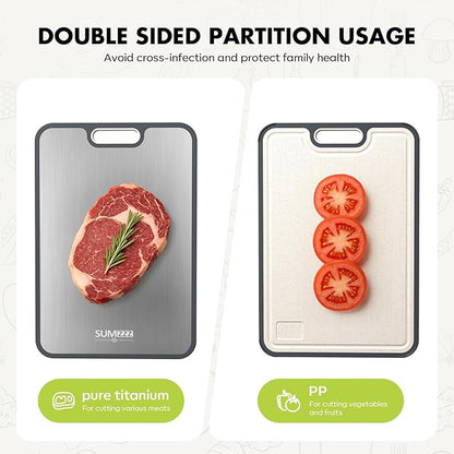 Sumzzz Titanium Cutting Board for Kitchen, Cutting Board Double Sided Food Grade, Pure Titanium/PP, Easy to Clean Large Size 16”×10” - Image 4