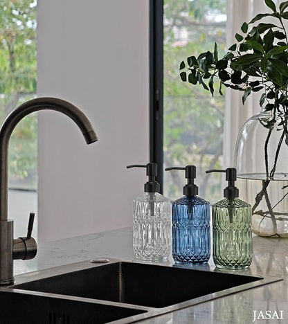 JASAI 18Oz Green Soap Dispenser with Black Rust Proof Pump, Refillable Kitchen soap Dispenser with Thick Glass, Soap Dispenser Bathroom for Hand soap, Dish Soap, Lotion, Body Wash. - Image 7
