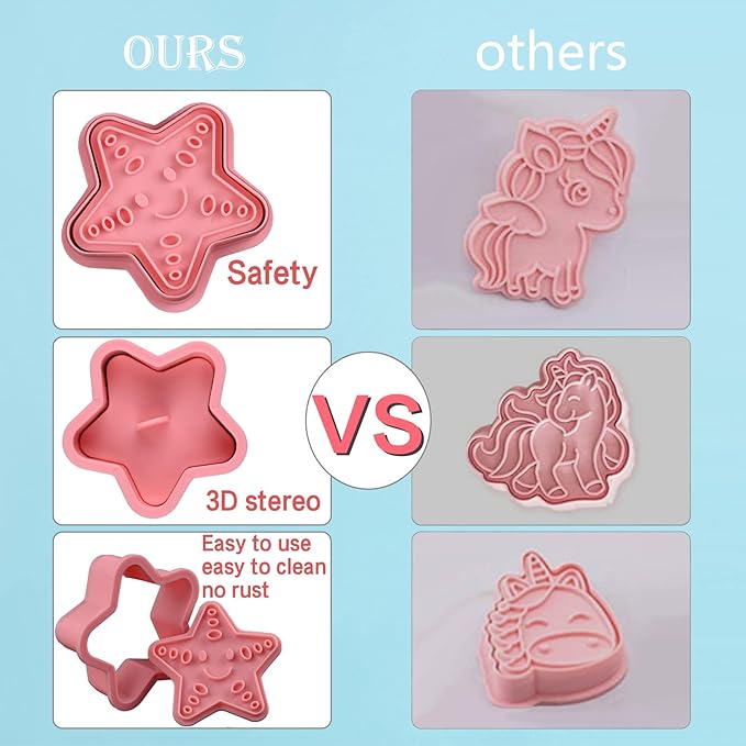Ocean Cookie Cutters With Plunger Stamps Set,8 Piece See Cookie Cutters,Sea Embossing Cutter For Fondant Biscuit Cheese Baking