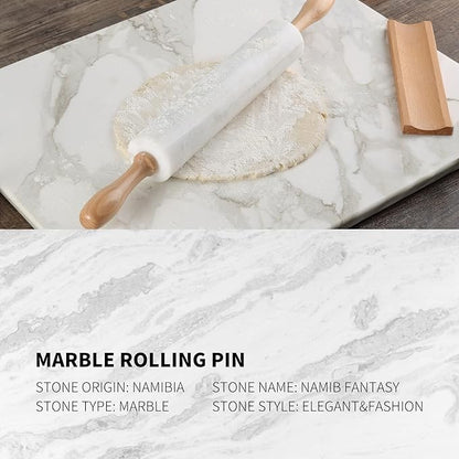 Koville Marble Rolling Pin, Non-Stick African Stone Polished Dough Roller, Pasta, Dumpling, Ravioli, Fondant, Pie Crust, Kitchen Baking Pastry Tools(Namib Fantasy) - Image 4
