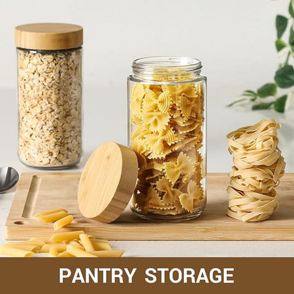 NETANY 4-pack 24oz Glass jars with Airtight Lids, Overnight Oats Containers with Bamboo Lids, Wide mouth Mason Salad jars, Glass Food Storage Containers for Snacks Yogurt Spice Sugar - Image 7