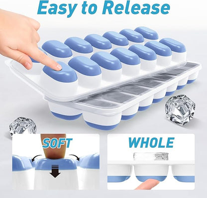 ChefAide Ice Cube Tray with Lid, 4 Packs 56 Cubes Durable Stackable Ice Cube Trays for Freezer with Removable Lids, Easy-Release Plastic & Silicone Ice Tray for Cocktail, Coffee - Image 5