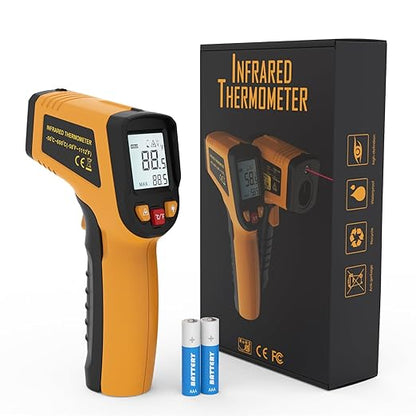 KNINE OUTDOORS Infrared Thermometer Laser Temperature Gun, -58℉ to 1112℉, Single Laser Targeting, Distance to Spot Ratio 12:1, for Cooking, Oven and Meat (Orange) by KnineOutdoors