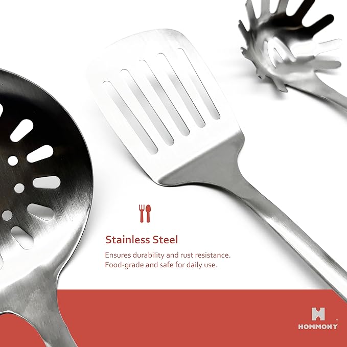 Cooking Utensils Set, 8-Piece 304 Stainless Steel Kitchen Tool Sets with Holder, Wooden Handle Heat Resistant Kitchen Cookware Set, Gadgets Tools Set Gift - Image 2