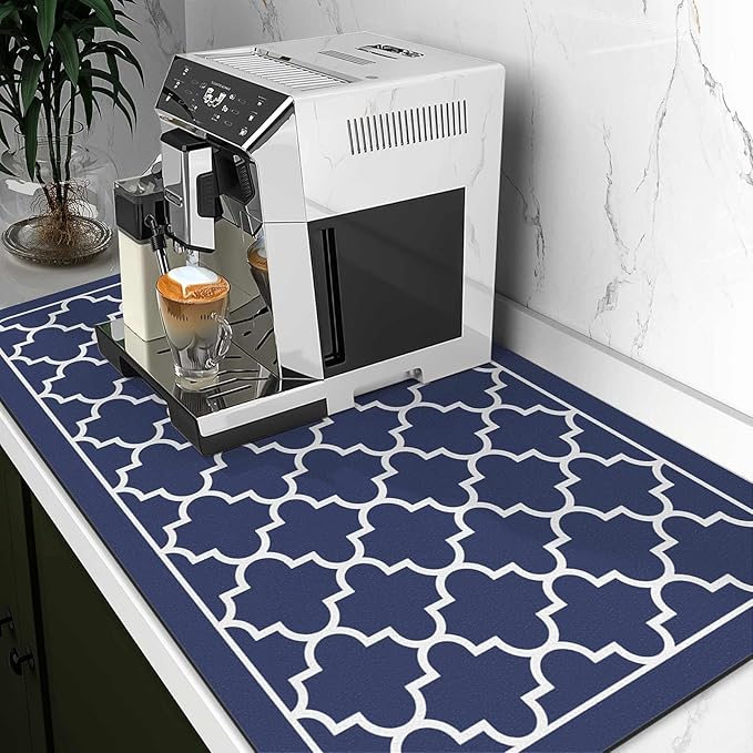 WISELIFE Dish Drying Mat Super Absorbent Drying Mat Large Dish Drying Mats for Kitchen Counter Easy Clean Dish Mat Kitchen Drying Mat18"x 28" Stylish Blue - Image 2
