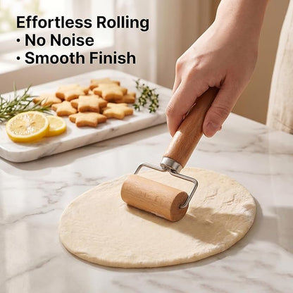 1 Pcs Wooden Dough Roller, Wooden Rolling Pin, Non-Stick Baker Pastry Roller, Pizza Rollers, Small Rolling Pin, Dough Baker Rollers Set for Home Kitchen Baking Cooking (6 Inch)
