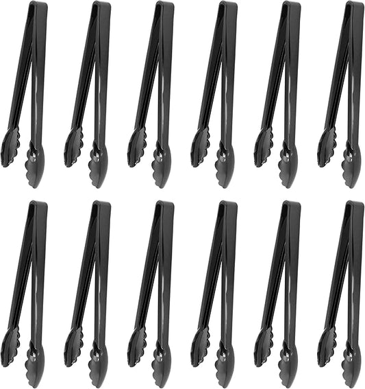 New Star Foodservice 35513 Utility Tong, High Heat Plastic, Scalloped, 12 inch, Set of 12, Black