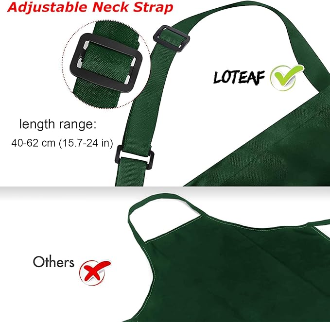 4 Pack Chef Apron, Waterproof Apron, Adjustable Apron with 2 Pockets for Men Women, Apron for Cooking Baking Restaurant(Green) - Image 6