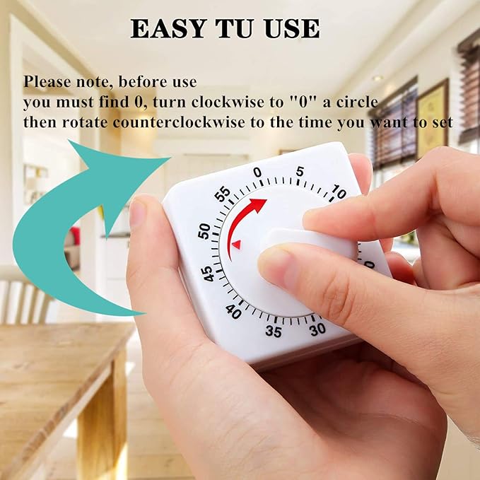 Weewooday 2 Pieces 60 Minute Visual Kitchen Timer Hour Mini Countdown Mechanical Timer Loud Voice for Kitchen, Homework, Exercise - Image 6