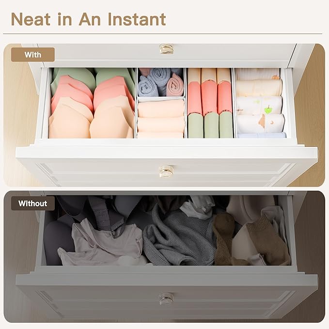 Criusia Drawer Organizer Clothes, 14 Pack Dresser Organizer for Baby Clothes, Underwear, Sock- Foldable Closet Organization and Storage Dividers Bins for Nursery, Bedroom and Dorm (White) - Image 4