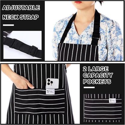 Janmercy 24 Pcs Aprons for Women Men with 2 Pockets Linen Cooking Kitchen Apron Adjustable Bib Chef Apron Bulk Aprons Unisex