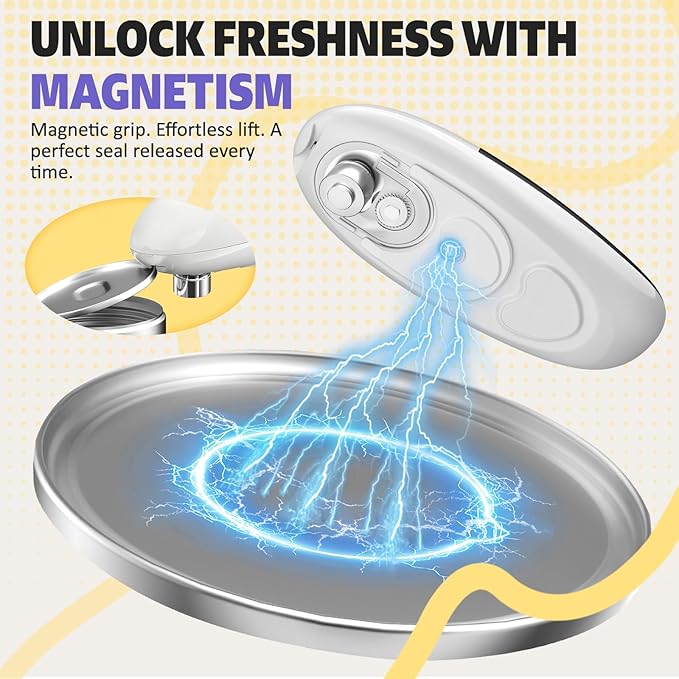Handsfree One Touch Electric Can Opener, Smooth Edge Automatic Can Opener Fits All Can Sizes, Handheld Battery Operated Easy and Safe Kitchen Gadget for Seniors with Arthritis