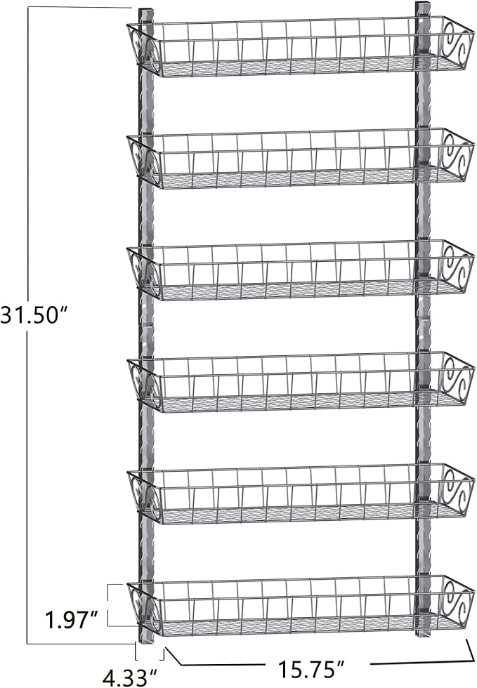 SWOMMOLY Adjustable Wall Mount Spice Rack, 6-Tier Dual-use (Multi-use) Organizer, Silver - Image 3
