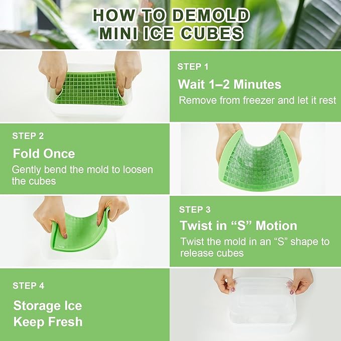 Mini Ice Cube Trays for Freezer with Bin and Scoop, 4 Pack 640 Small Nugget Ice Cube Tray Silicone BPA Free, Tiny Crushed Ice cubes Maker Molds for Chilling Coffee Juice Cocktail Whisky Boba - Image 3