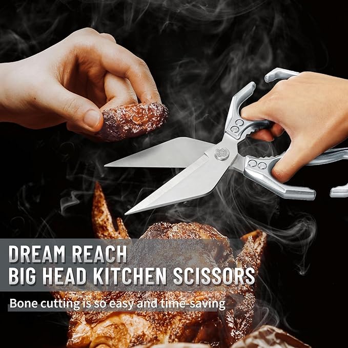 Dream Reach Heavy Duty Poultry Shears Kitchen Scissors Dishwasher Safe with Ergonomic Handle, Japanese High-Carbon Steel Cooking Shears for Chicken, Meat, Seafood, Bone Cutting Christmas Gifts for Men - Image 2