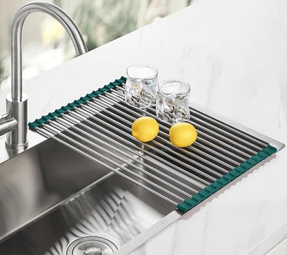 Tomorotec Stainless Steel Roll Up Dish Drying Rack, Foldable Over The Sink Rolling Drainer Rack, Multipurpose Kitchen Gadget Draining Caddy Organizer, Space Saving Sink Accessory Storage Shelf Holder - Image 8